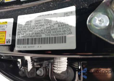 2018 Honda Accord Ex из США, поврежденный, VIN 1HGCV1F40JA158320